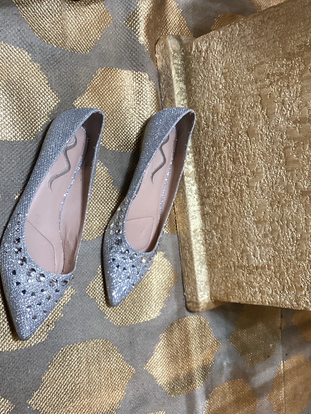 Nina Silver Pointed Toe Crystal Embellished Flats